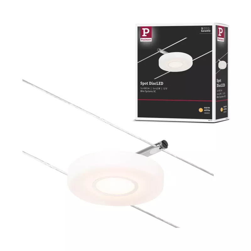 CorDuo LED Cable System DiscLED Individual Spot 200lm 4.5W 3000K 12V Matte Chrome, Chrome