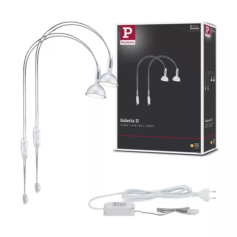 Lámpara LED para espejo Galeria Assistent II GU5.3 2700K 2x230lm 230V 2x4W Cromada