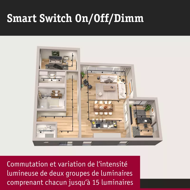 Smart Home Zigbee 3.0 On/Off/Dimm Wall Switch White