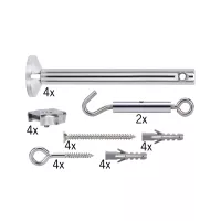 Kit de montage de système câbles Support + renvoi d'angle Kit de 4 Chrome - système d'accrochage et décoration - détail 1