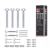 Kabelsystem-Montagesatz, Halterung + Winkelhalterung, 4er-Pack, verchromt - système d'accrochage et décoration - détail 3