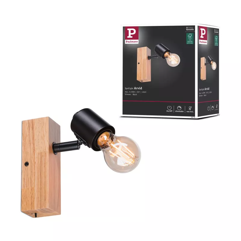 Foco LED Arvid E27 230V máx. 20W regulable Negro