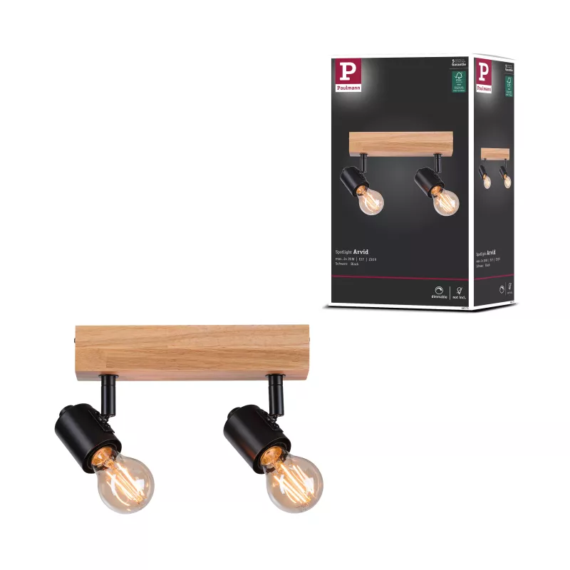 Foco LED Arvid E27 230V máx. 2x20W regulable Negro