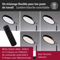 Lámpara de pie LED blanca regulable Caneta, 1750 mm, 1300 lm, 20 W, color negro. - système d'accrochage et décoration - détail 7