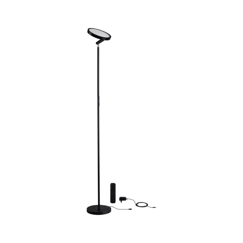 Lámpara de pie LED blanca regulable Caneta, 1750 mm, 1300 lm, 20 W, color negro.