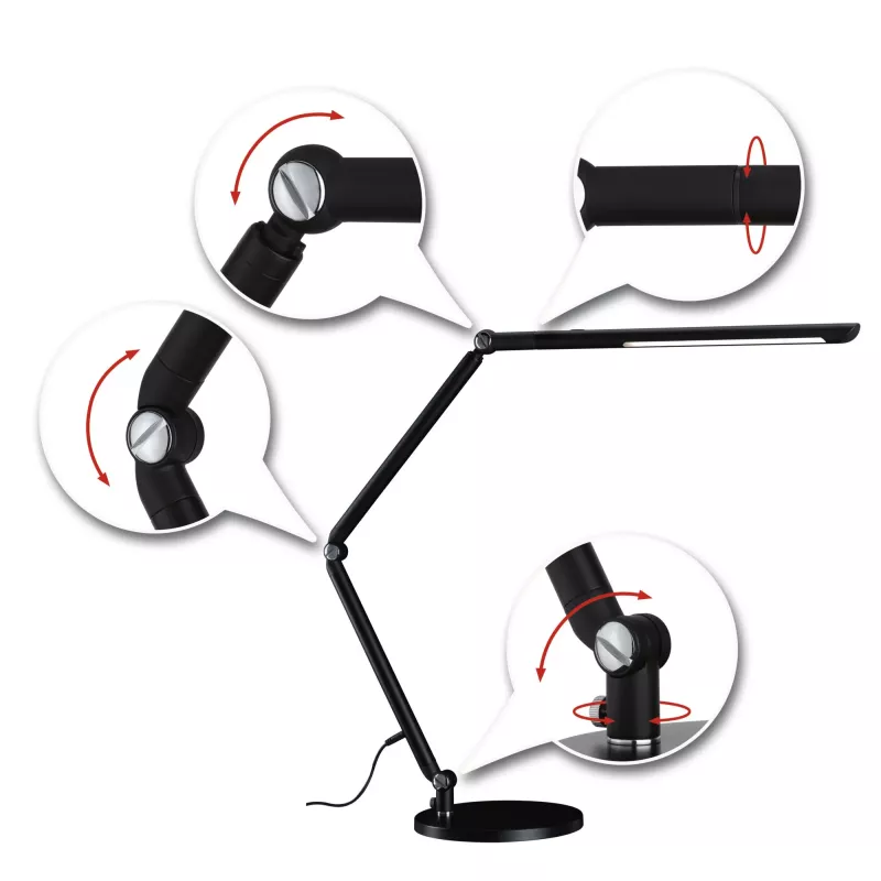 Lámpara de escritorio LED con regulador de intensidad de 3 niveles, interruptor FlexBar blanco, 700 lm.