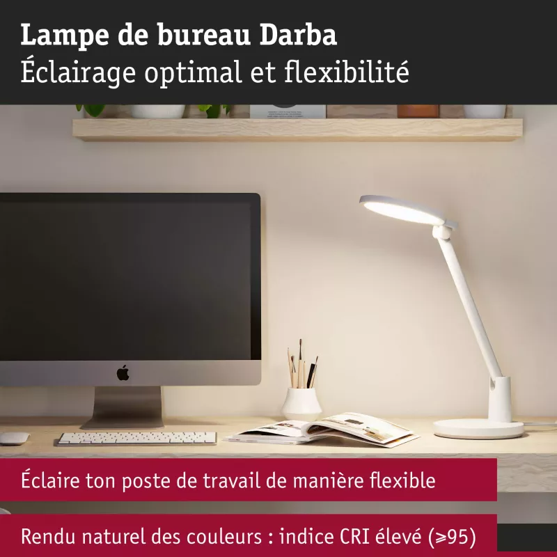 Darba LED Schreibtischlampe 4000K 1150lm 15W Mattweiß
