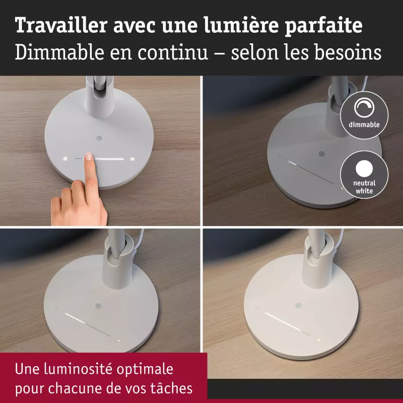 Lampe de bureau LED Darba 4000K 1150lm 15W Blanc dépoli