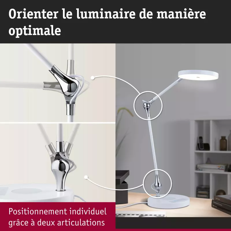 Lámpara de escritorio LED Numis QI blanca con interruptor, 1000 lm