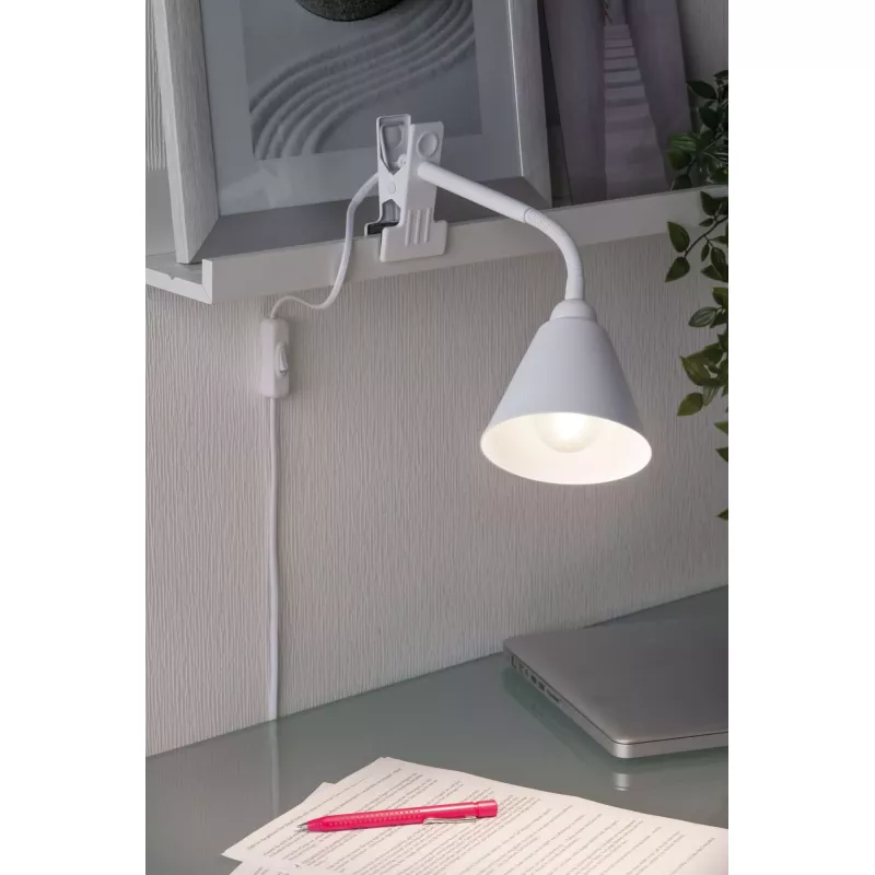 Vitis-Punktklemme mit flexiblem Arm und Kabelschalter, weiß, 230 V, E14