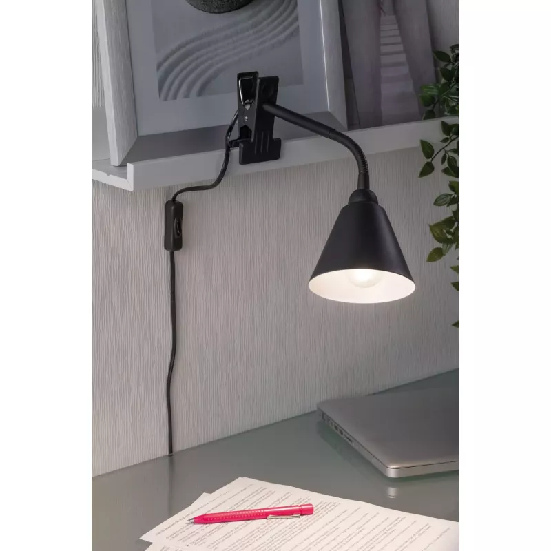Spot clamp Vitis Flexible arm cord switch Black 230V E14