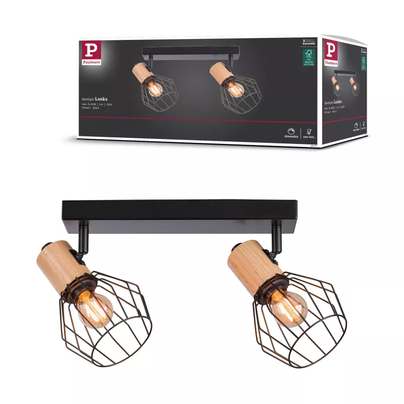Spotlight Lanka E14 230V max. 2x20W gradable Noir