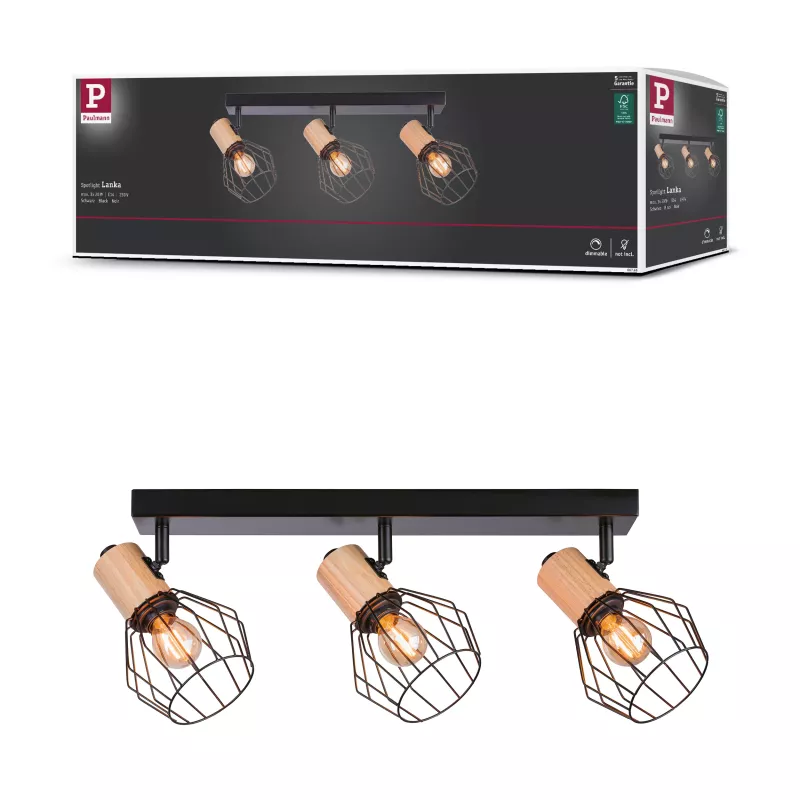 Spotlight Lanka E14 230V max. 3x20W dimmable Black