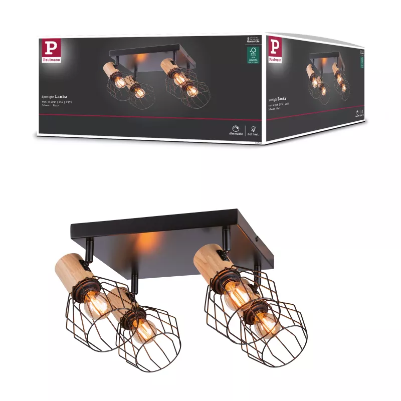 Spotlight Lanka E14 230V max. 4x20W dimmbar Schwarz