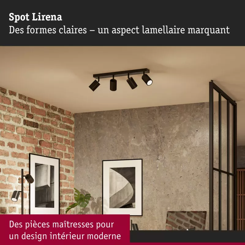 Lirena GU10 spotlight, max. 4x10W, matte black metal