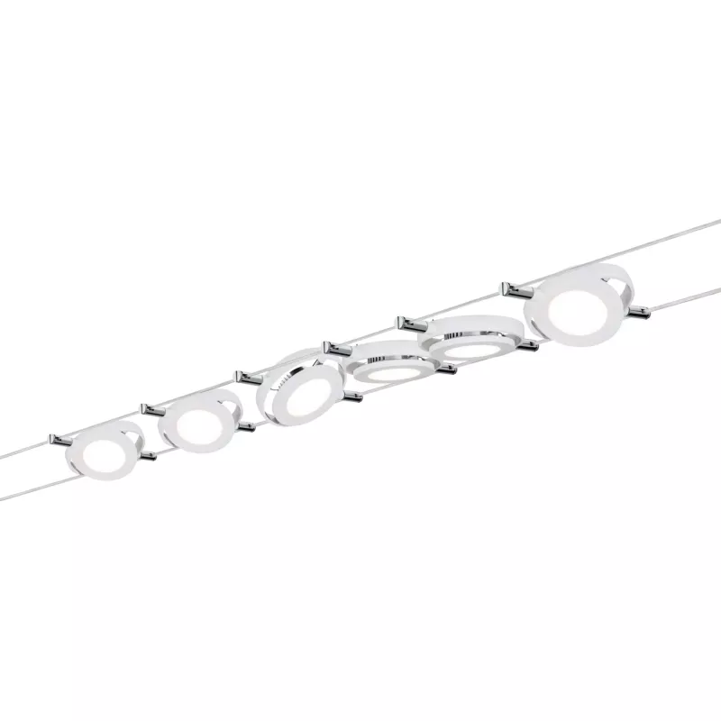Système sur câbles LED RoundMac Kit de base 6x200lm 6x4,3W 2700K 230/12V Blanc dépoli - système d'accrochage et décoration