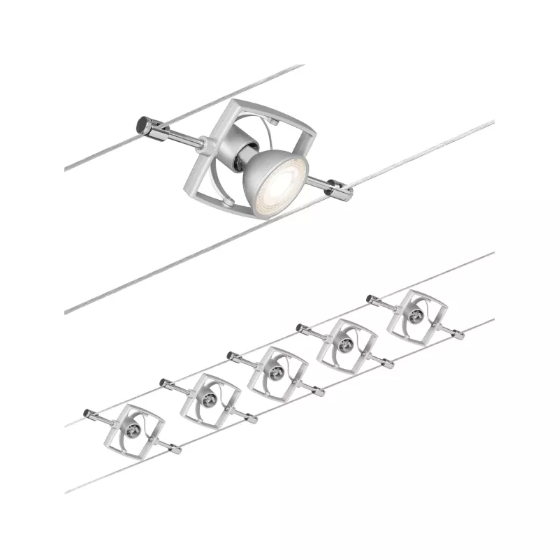 Système sur câbles Mac II Kit de base GU5,3 max. 5x10W gradable 230/12V Chrome mat