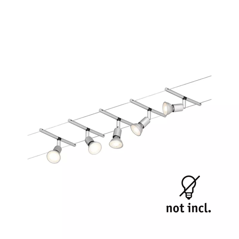 Kit básico de sistema de cableado LED Spice Salt, GU5.3, máx. 5x10W, regulable, 230/12V, acabado cromado mate. - système d'accrochage et décoration