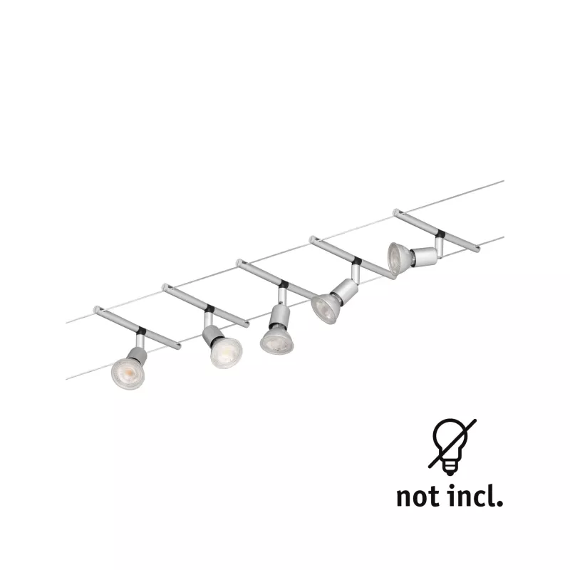 Kit básico de sistema de cableado LED Spice Salt, GU5.3, máx. 5x10W, regulable, 230/12V, acabado cromado mate.