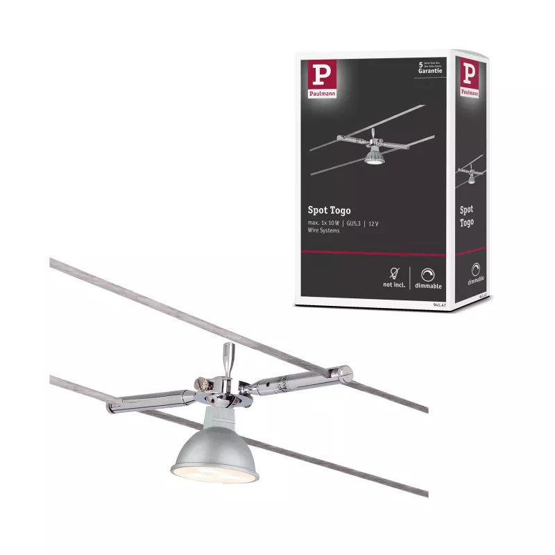 Système sur câbles TogoLED Spot individuel GU5,3 max. 10W gradable 12V Chrome