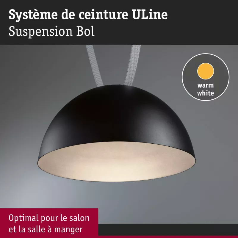 ULine Luminaire en suspension LED Bol 300mm 12W Noir