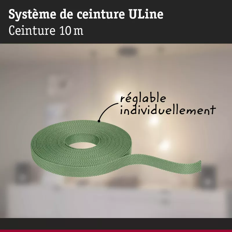 Cinta textil ULine de 10 m, color verde cobre, de dacrón.