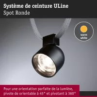 ULine Round LED Spotlight 405lm 7W 85mm 3000K Black - système d'accrochage et décoration - détail 7