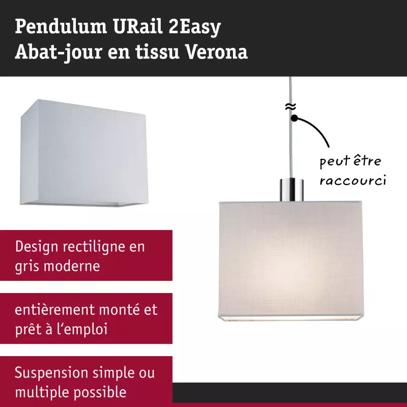 URail Lampshade 2Easy Verona 250x200mm Gray