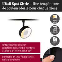 URail Spot sur rail 3-Step-Dim Circle 180lm 5W 2700 - 4000K gradable 230V Noir mat - système d'accrochage et décoration - détail 7