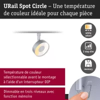 Foco URail para riel, regulable en 3 niveles, circular, 250 lm, 5 W, 2700-4000 K, 230 V, acabado cromado mate. - système d'accrochage et décoration - détail 7