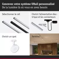 URail Schienenstrahler, 3-stufig dimmbar, rund, 280 lm, 5 W, 2700–4000 K, 230 V, Signalweiß - système d'accrochage et décoration - détail 8