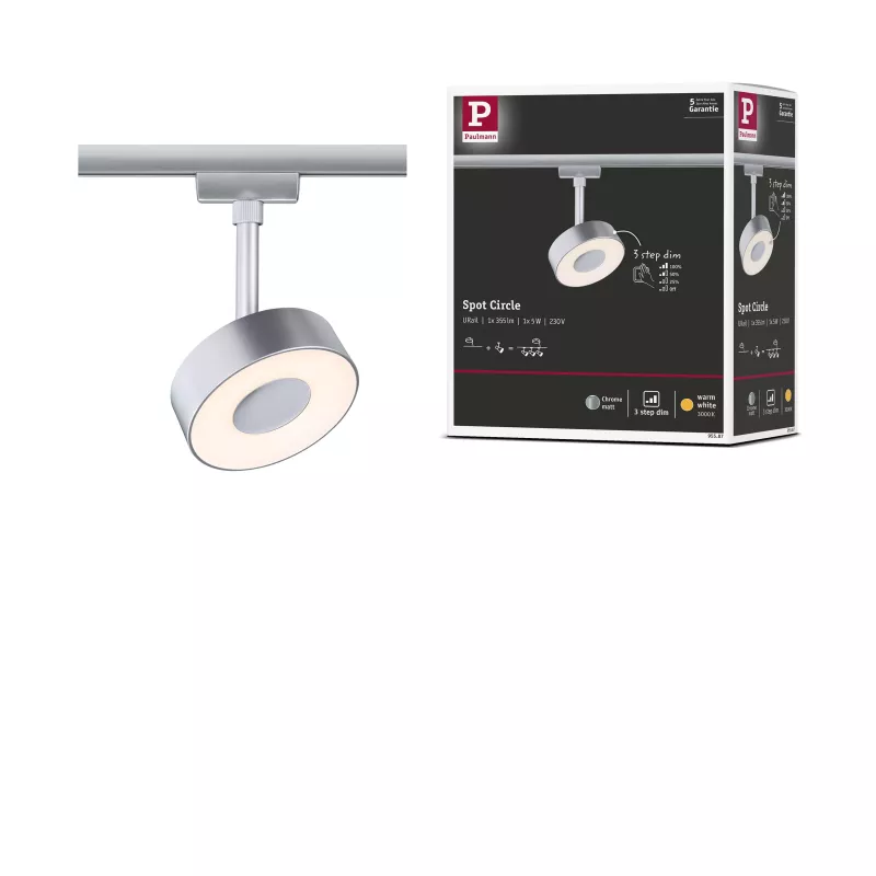 URail Track spotlight 3-Step-Dim Circle 280lm 5W 3000K dimmable 230V