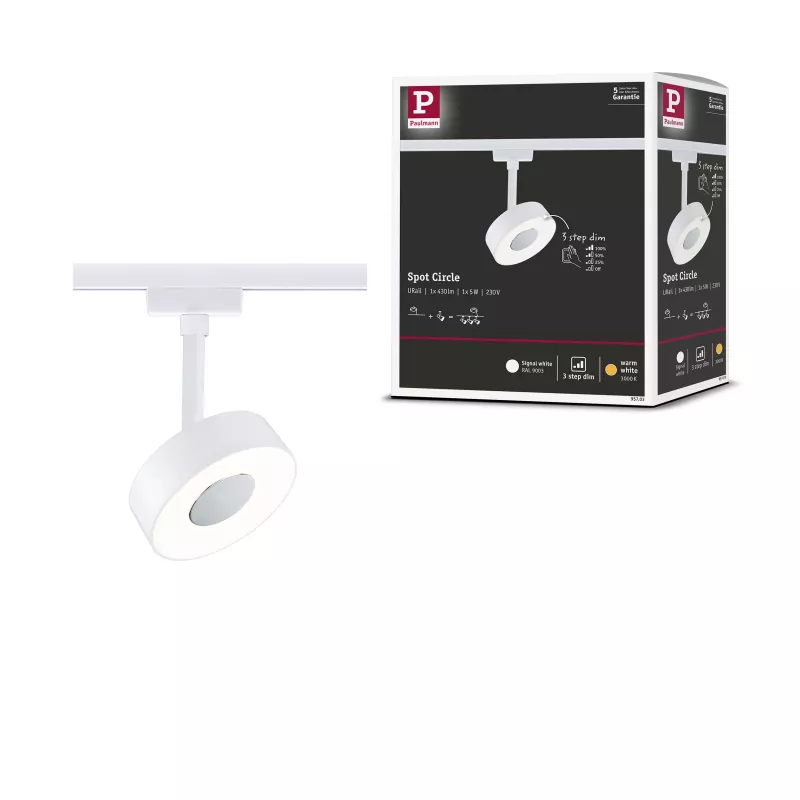 URail Track spotlight 3-Step-Dim Circle 280lm 5W 3000K dimmable 230V