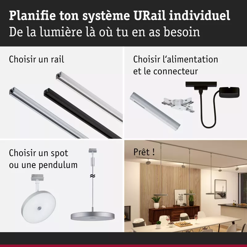 URail Spot sur rail 3-Step-Dim Hildor 850lm 15W 3000K gradable 230V