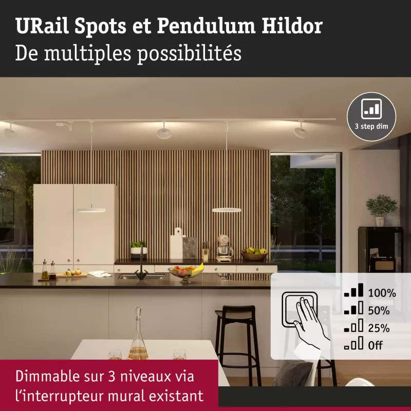 URail Spot sur rail 3-Step-Dim Hildor 850lm 15W 3000K gradable 230V