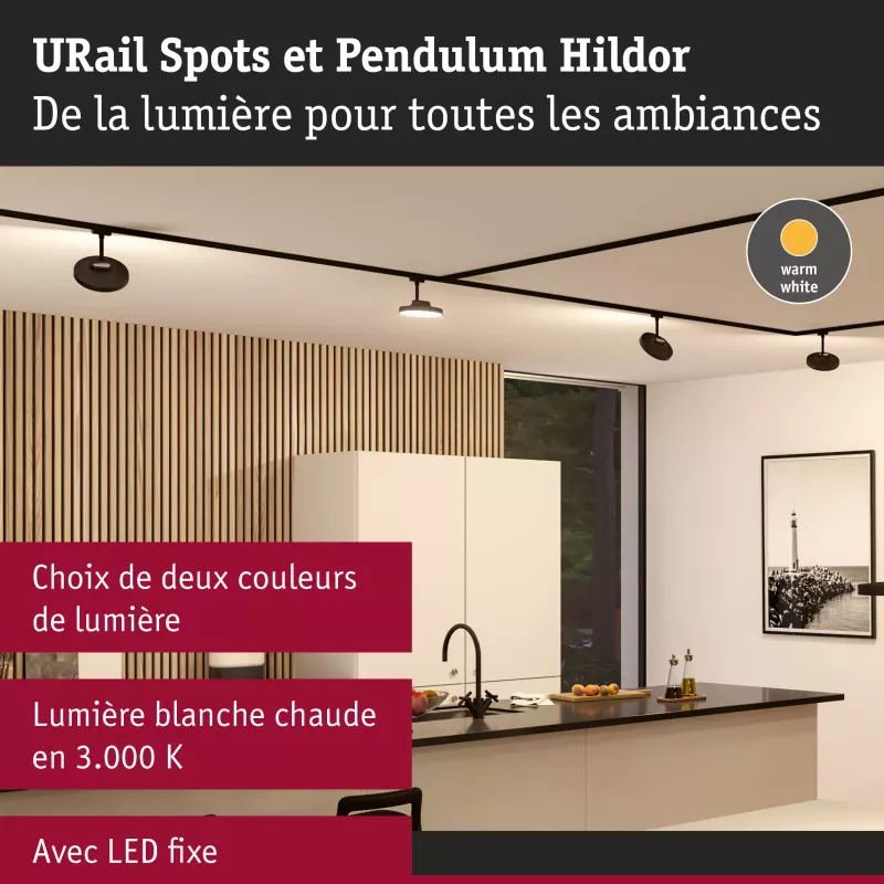 URail Spot sur rail 3-Step-Dim Hildor 850lm 15W 3000K gradable 230V
