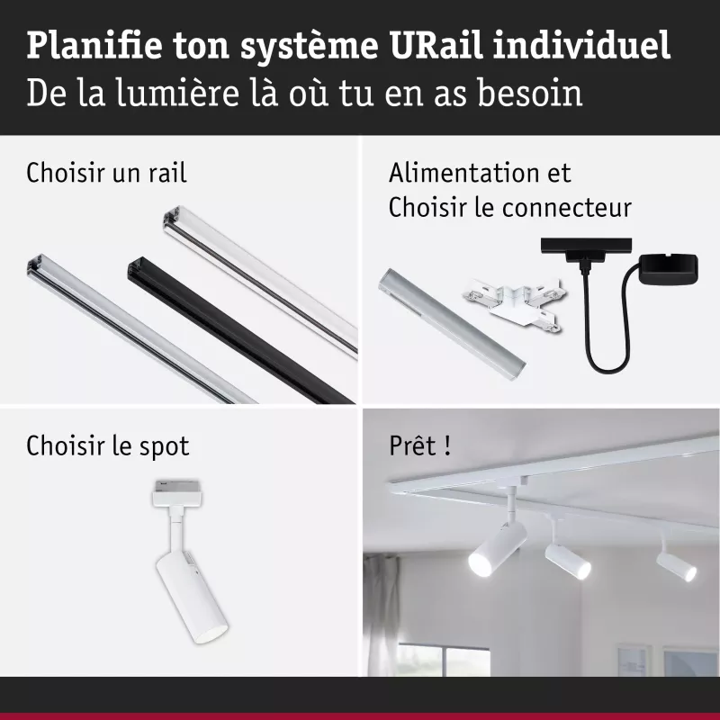 URail Schienenstrahler, 3-stufig dimmbar, 170 lm, 4 W, 4000 K, 230 V, Signalweiß