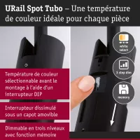 URail Schienenstrahler, 3-stufig dimmbar, Tubo Einzelstrahler, 200 lm, 4 W, 2700–4000 K, 230 V, matt schwarz - système d'accrochage et décoration - détail 7