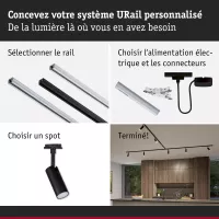 URail Spot sur rail 3-Step-Dim Tubo Spot individuel 200lm 4W 2700 - 4000K gradable 230V Noir mat - système d'accrochage et décoration - détail 8