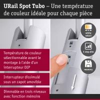 URail Track spotlight 3-Step-Dim Tubo Individual spotlight 300lm 4W 2700 - 4000K dimmable 230V Matt chrome - système d'accrochage et décoration - détail 7