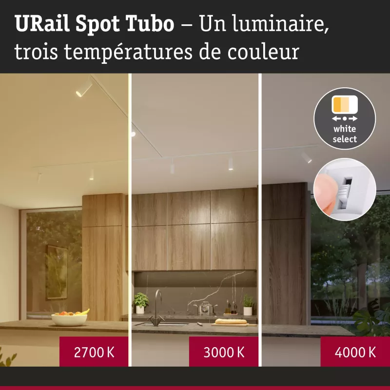 URail Track spotlight 3-Step-Dim Tubo Individual spotlight 320lm 4W 2700 - 4000K dimmable 230V Signal white