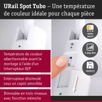Foco individual Tubo para riel URai con atenuación en 3 pasos, 320 lm, 4 W, 2700-4000 K, regulable, 230 V, luz blanca. - système d'accrochage et décoration - détail 8