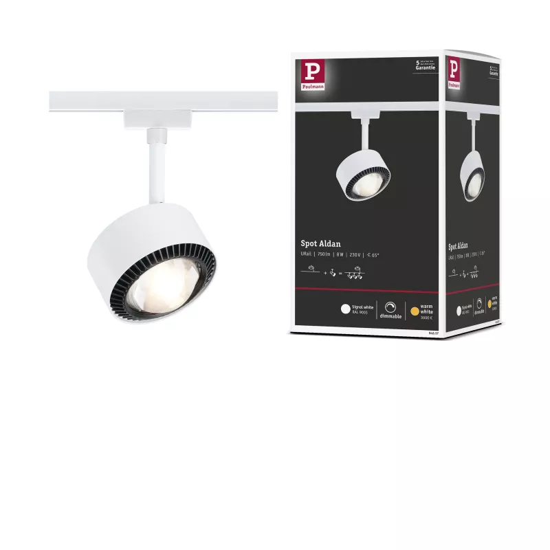 URail Track spotlight Aldan Individual spotlight 470lm 8W 3000K dimmable 230V Signal white