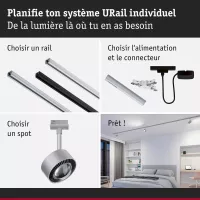 URail Spot sur rail Aldan Spot individuel 500lm 8W White Switch 230V - système d'accrochage et décoration - détail 6