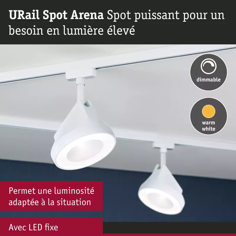 URail Track spotlight Arena Individual spotlight 850lm 15W 2700K dimmable 230V Signal white