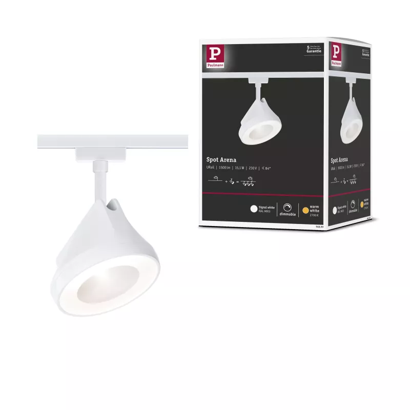 URail Gleisstrahler Arena Einzelstrahler 850 lm 15 W 2700 K dimmbar 230 V Signal weiß