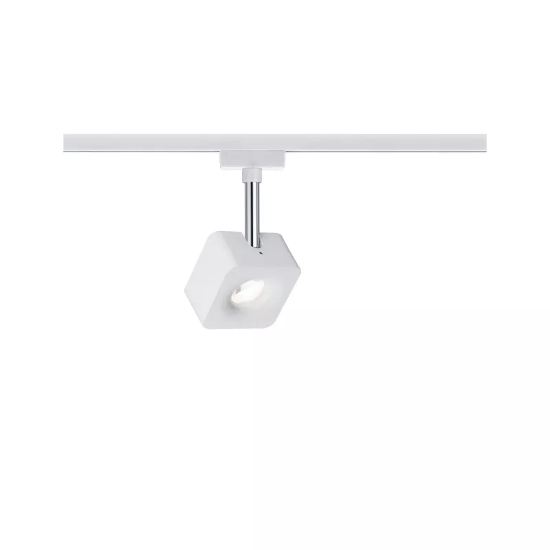 Foco individual cúbico para riel URail, 540 lm, 8 W, 2700 K, regulable, 230 V.