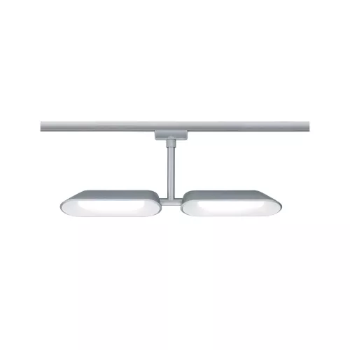 Foco individual para riel URail Dipper, 2x650lm, 2x8W, 2700K, regulable, 230V, cromo mate, blanco.