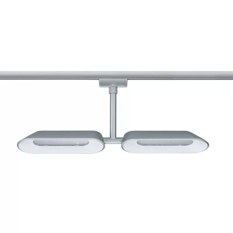 URail Schienenstrahler Dipper Einzelstrahler 2x650lm 2x8W 2700K dimmbar 230V Mattchrom, Weiß