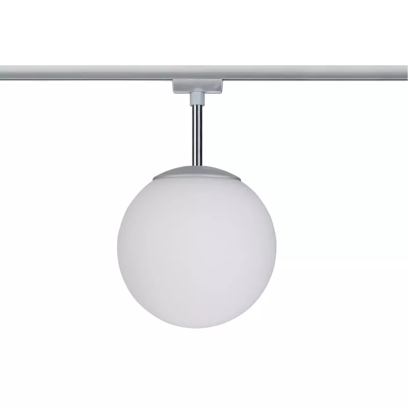 Foco individual URail Track Spot Globe E14 máx. 10W regulable 230V Cromo mate, Opal